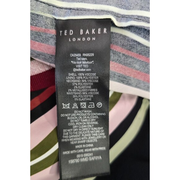 Ted Baker Safiiya Striped V-Neck Dress Fit & Flare TB 0 US 2 - Picture 9 of 10